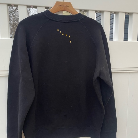 NEW Clare V. Sweatshirt in Black w/ Marigold Embroidered Le Weekend Size Medium - Picture 6 of 8